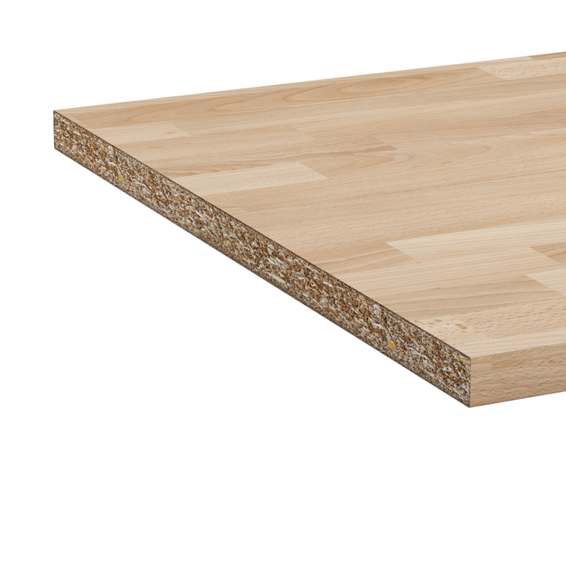 Piano cucina in truciolare rivestito in laminato cpl legno faggio listellare Eleki L 246 x P 62 cm, spessore 2.8 cm