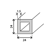 Perfil forma cuadrada de aluminio bruto STANDERS, Alt. 24 x An 24mm x L.1 m - 2