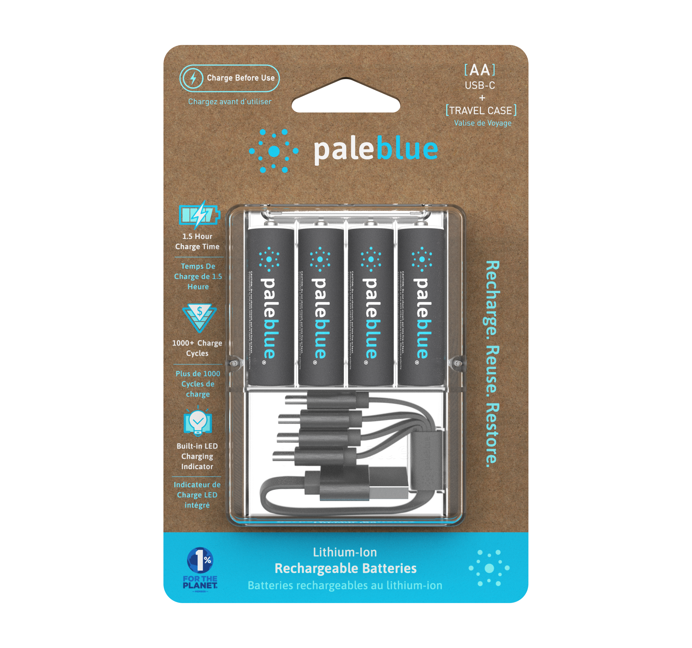 Lot de 4 piles rechargeable LR06, PALE BLUE - 6