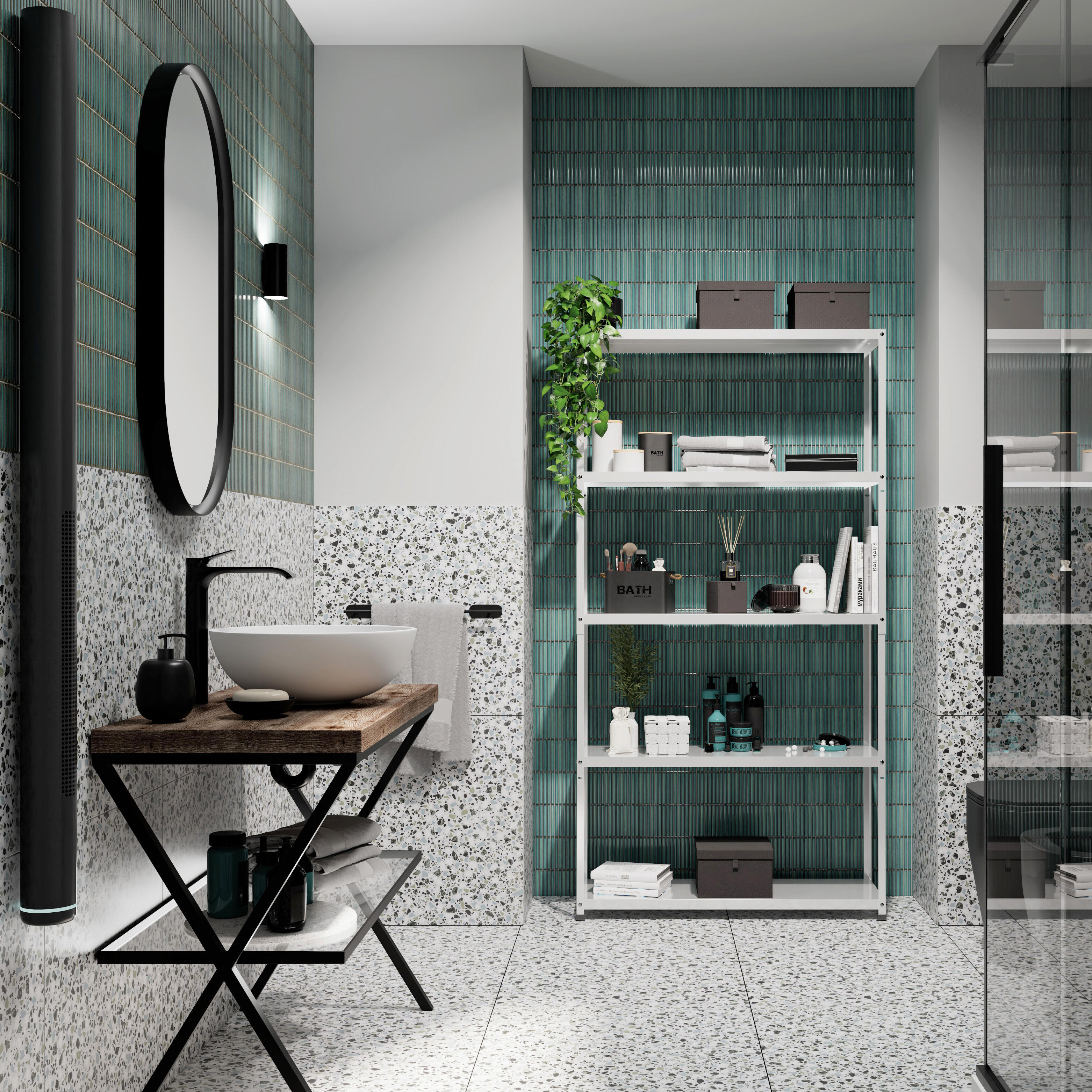 Mensola per bagno in acciaio Kros L 100 x P 46 x H 72 cm - 2