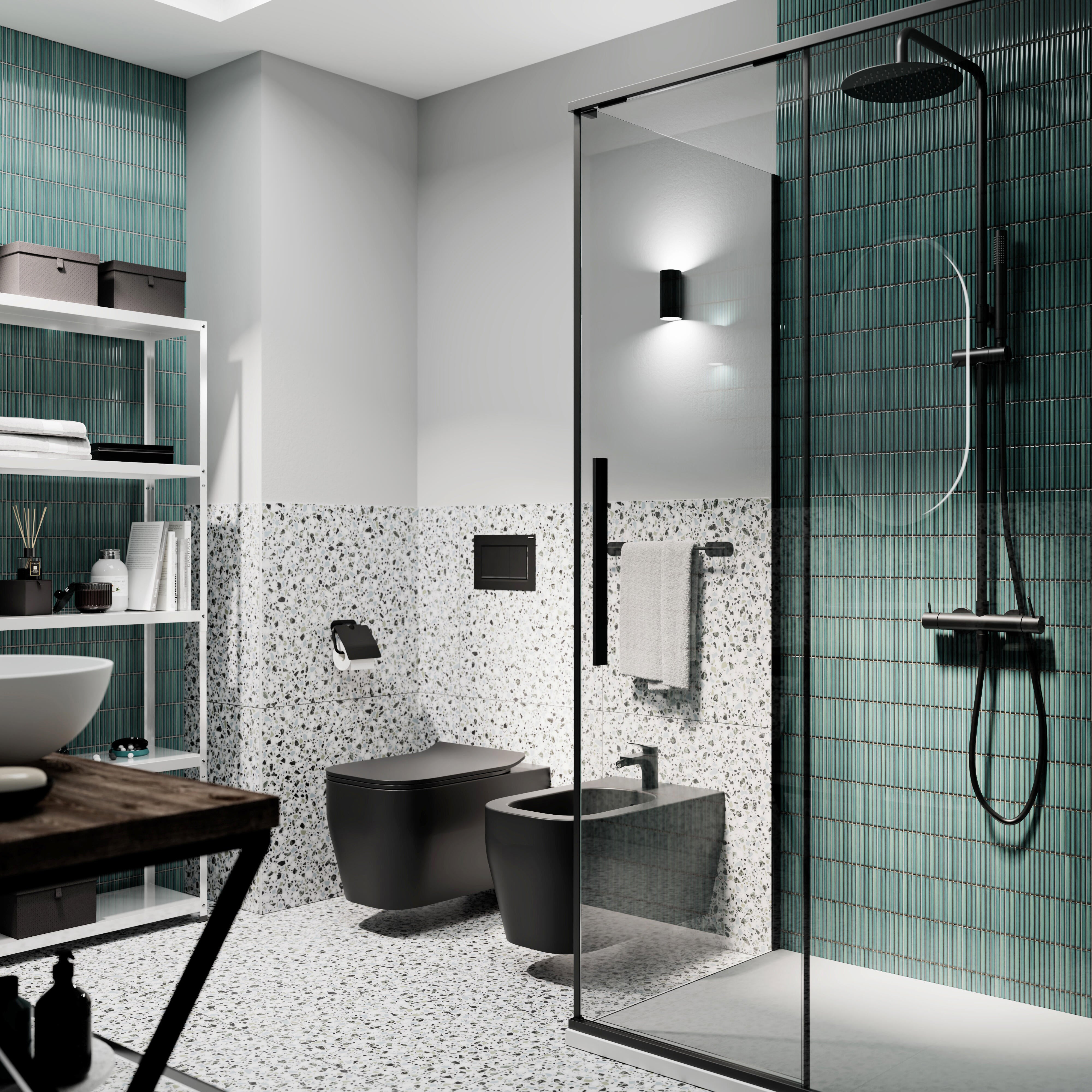 Vaso WC sospeso OLYMPIA CERAMICA tutto evo, sedile escluso P 53 x L 36 x H 42 cm nero - 3