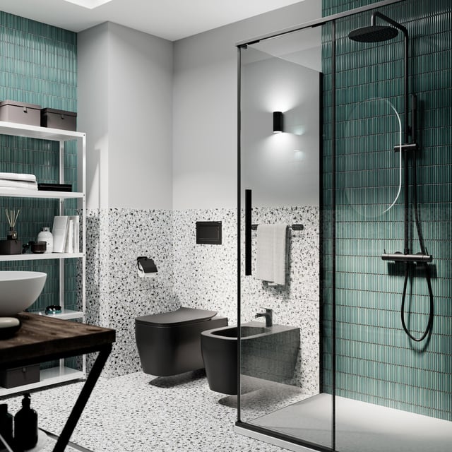 Mosaico in porcellana Citia S celadon blu lucido L 30.6 x L 28cm x Sp. 8 mm