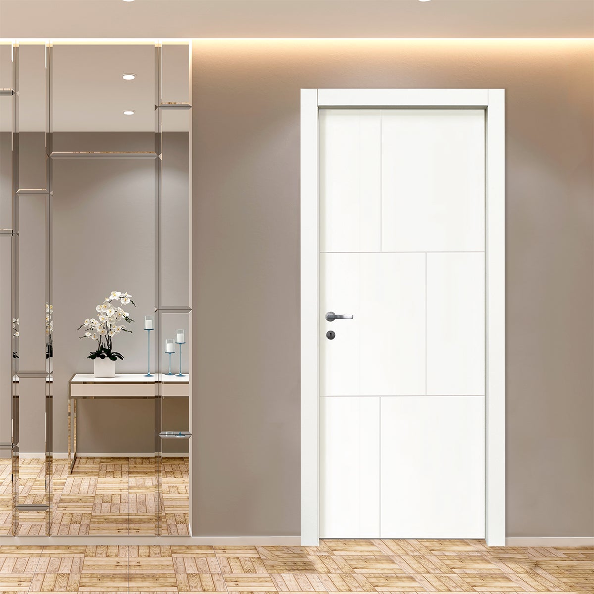 Porta interna a battente in legno, L 70 x H 210 cm, bianca, apertura reversibile ELEGANCE - 2