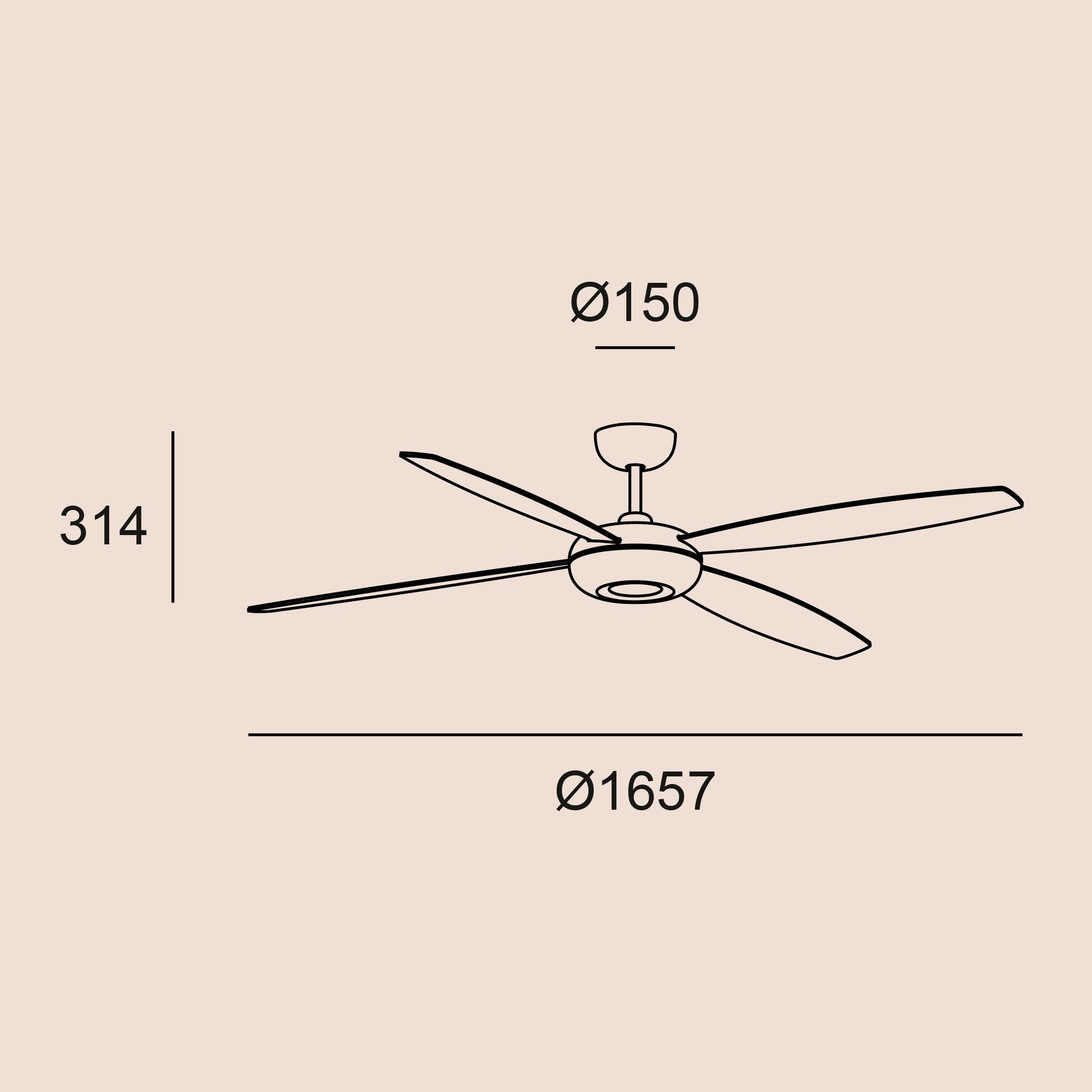 Ventilador de techo sin luz motor DC Kudari blanco 165,7 cm - 3