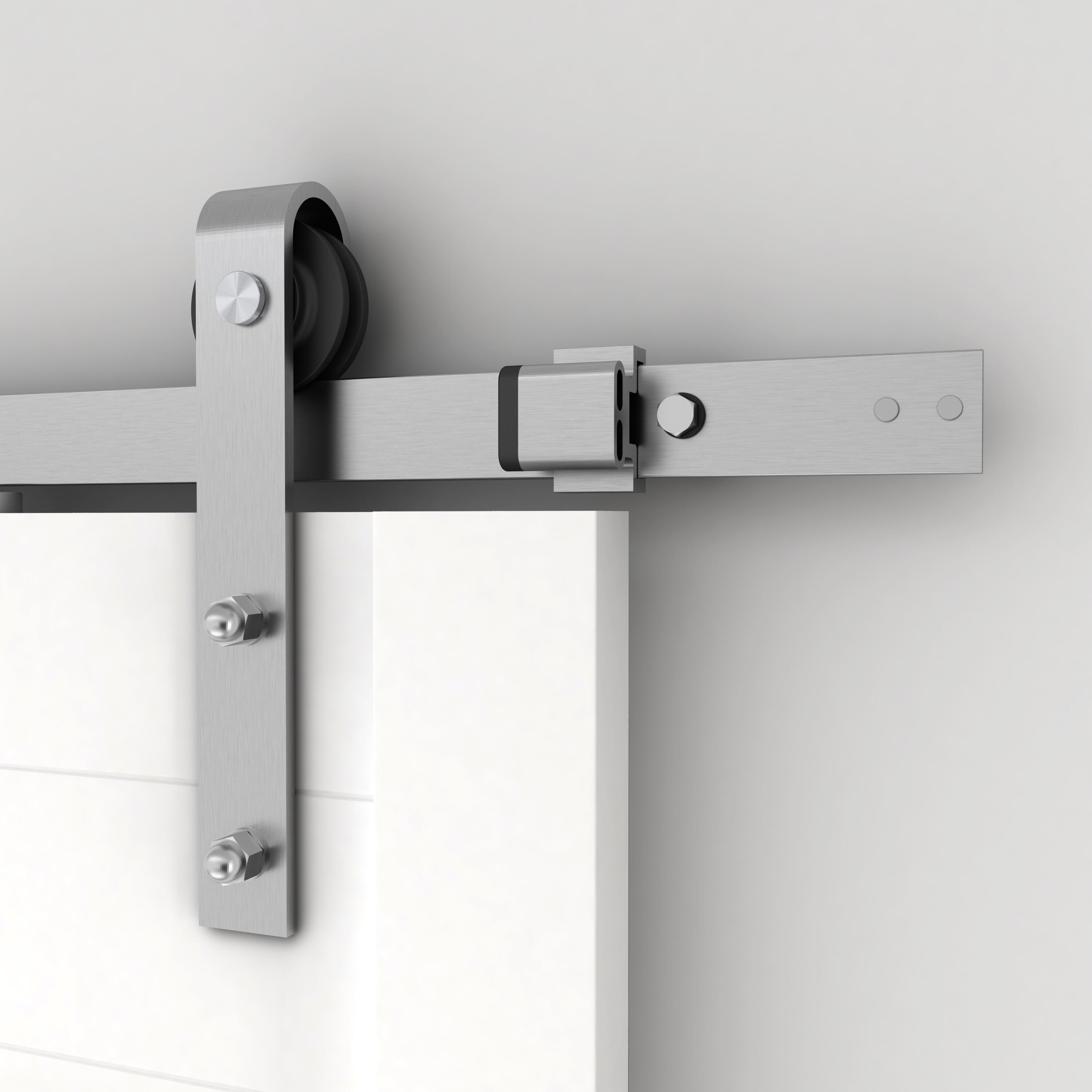 Porta scorrevole reversibile Horse Ebano in legno marrone, L 96 x H 215 cm, con binario Country satinato - 7