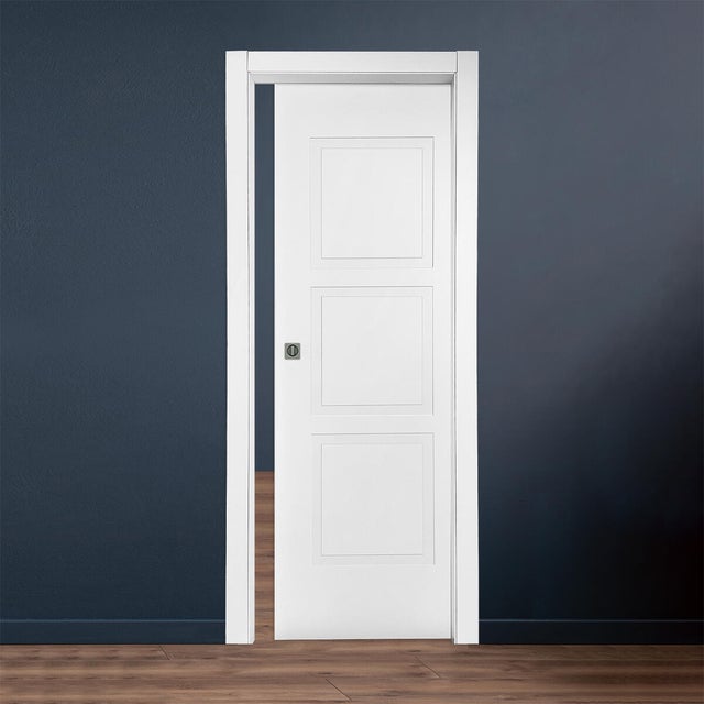 Porta interna scorrevole Cadrel in legno colore bianco, L 70 x H 210 cm, apertura reversibile