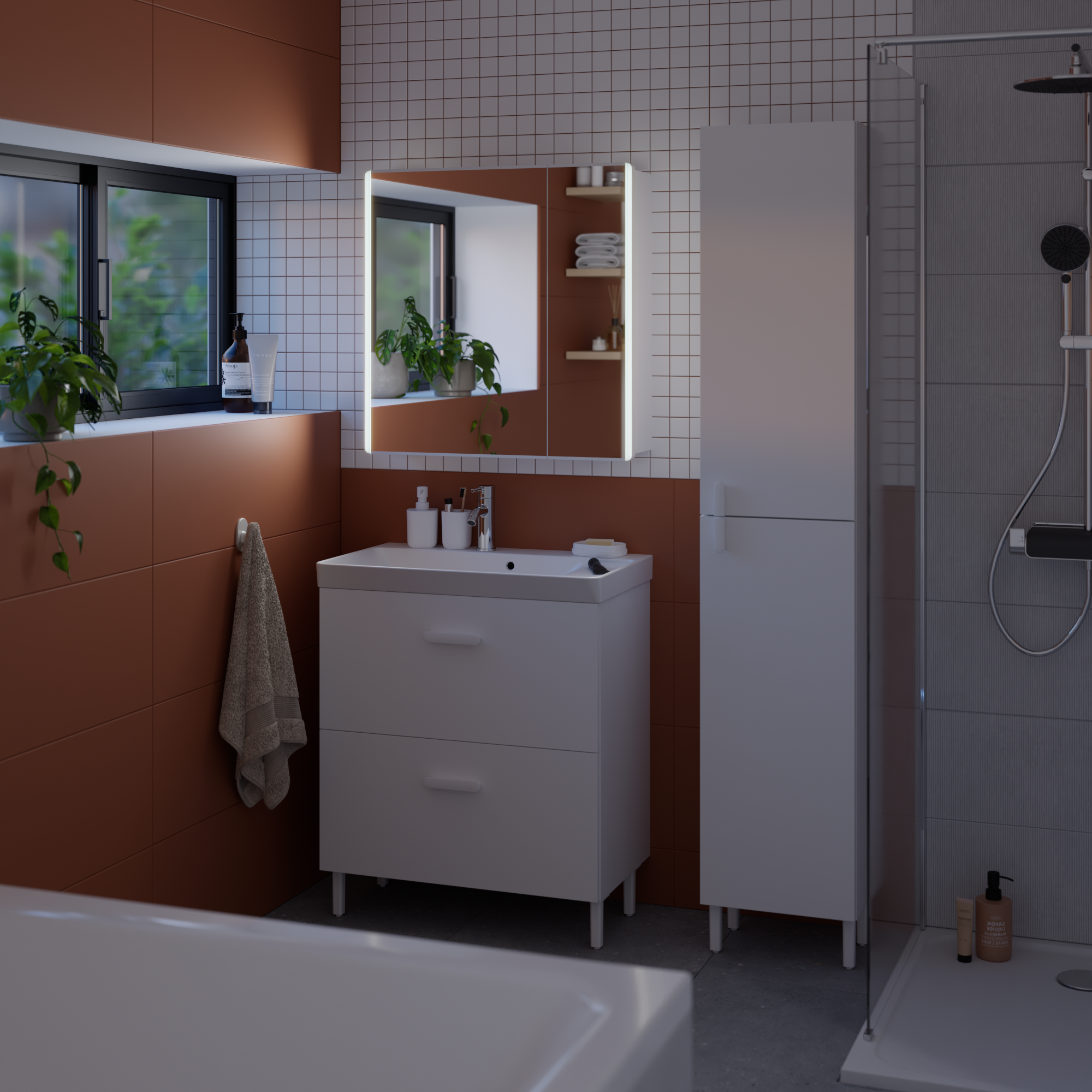 Armoire led de toilette lumineuse l. 70.2 cm l. 46.7 cm H. 70.7 cm P. 16 cm, bla - 4