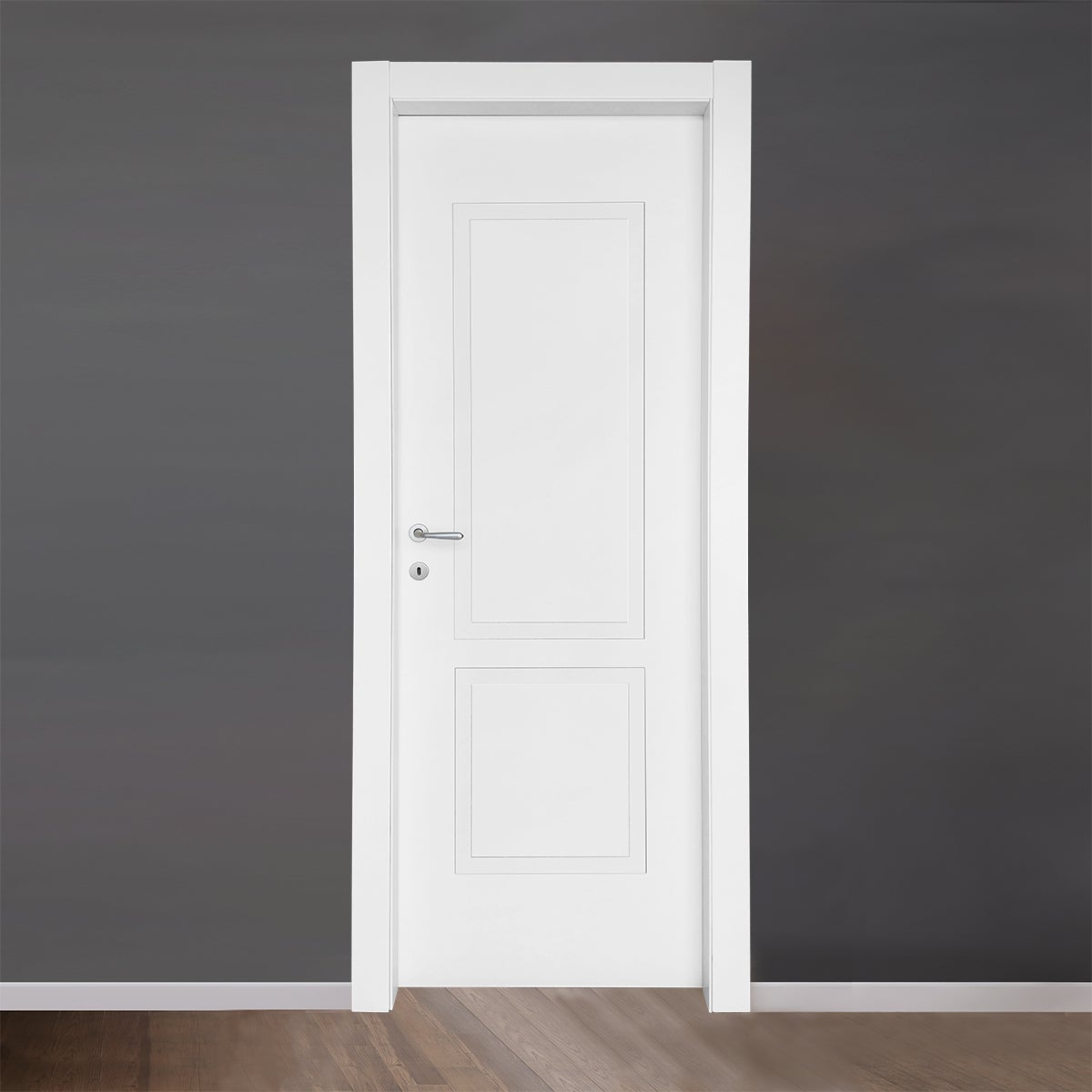 Porta interna a battente Febe in legno colore bianco, L 80 x H 210 cm, apertura a destra