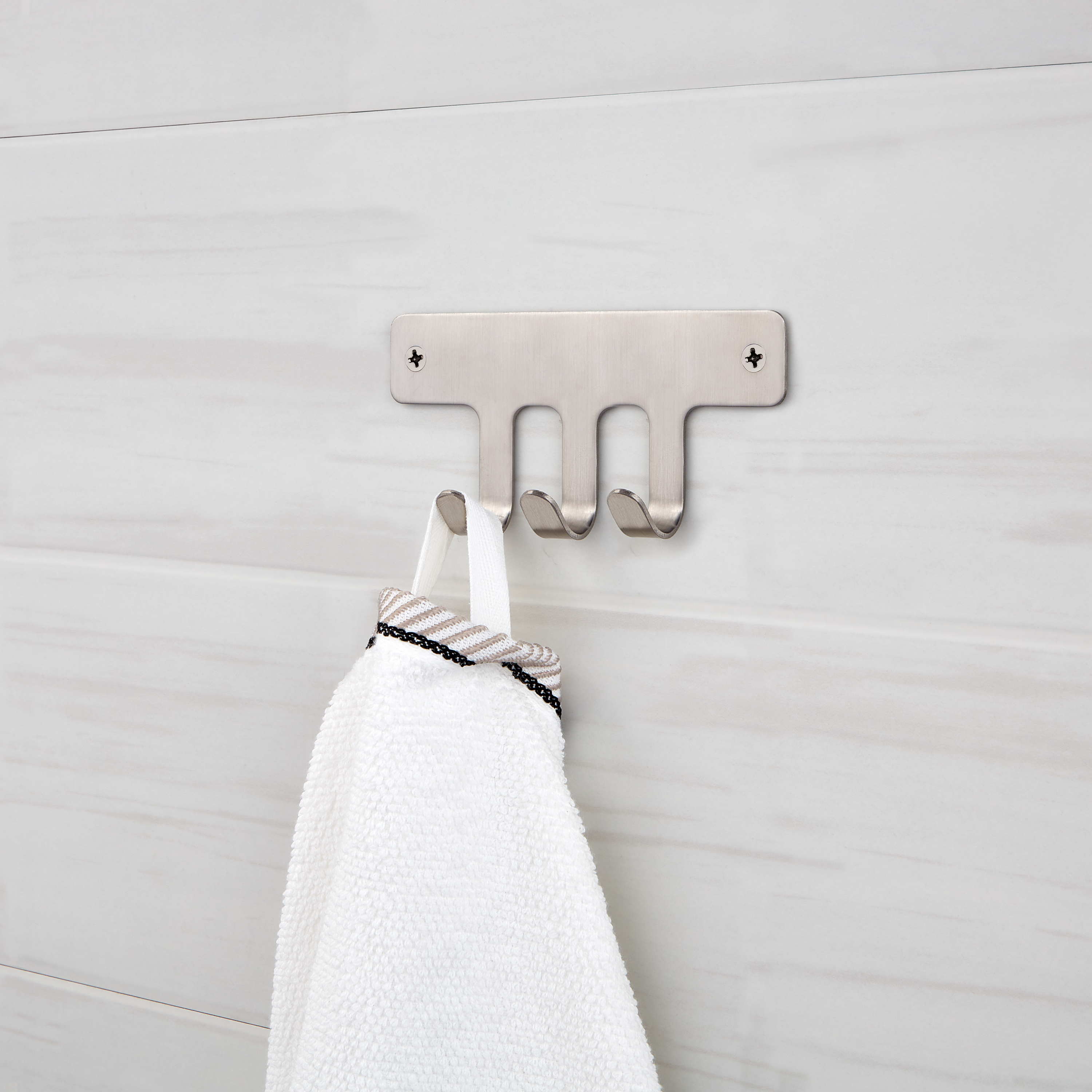 Perchero de pared Loft acero inoxidable gris  con 3 ganchos - 3