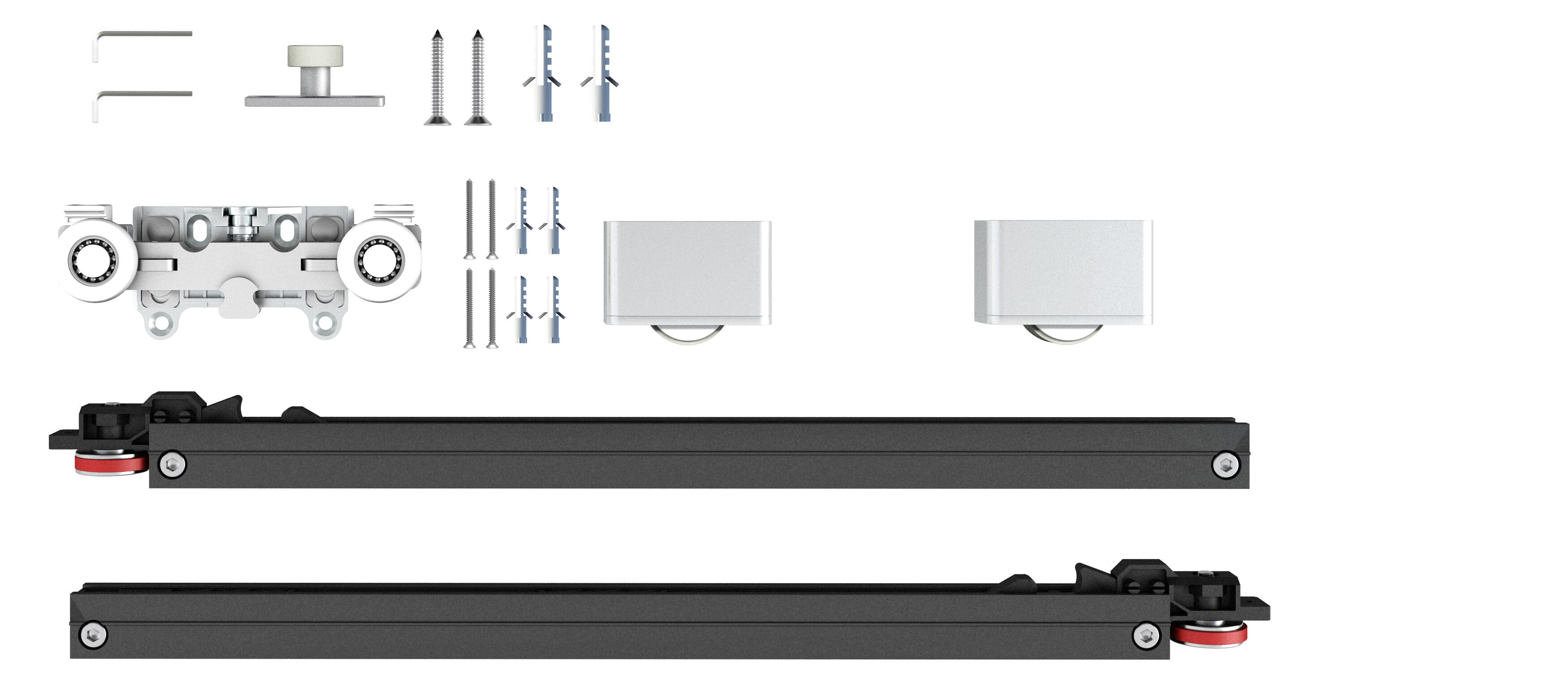 Porta scorrevole reversibile Ghost in vetro nero, L 96 x H 215 cm, con binario invisibile Ghost - 3