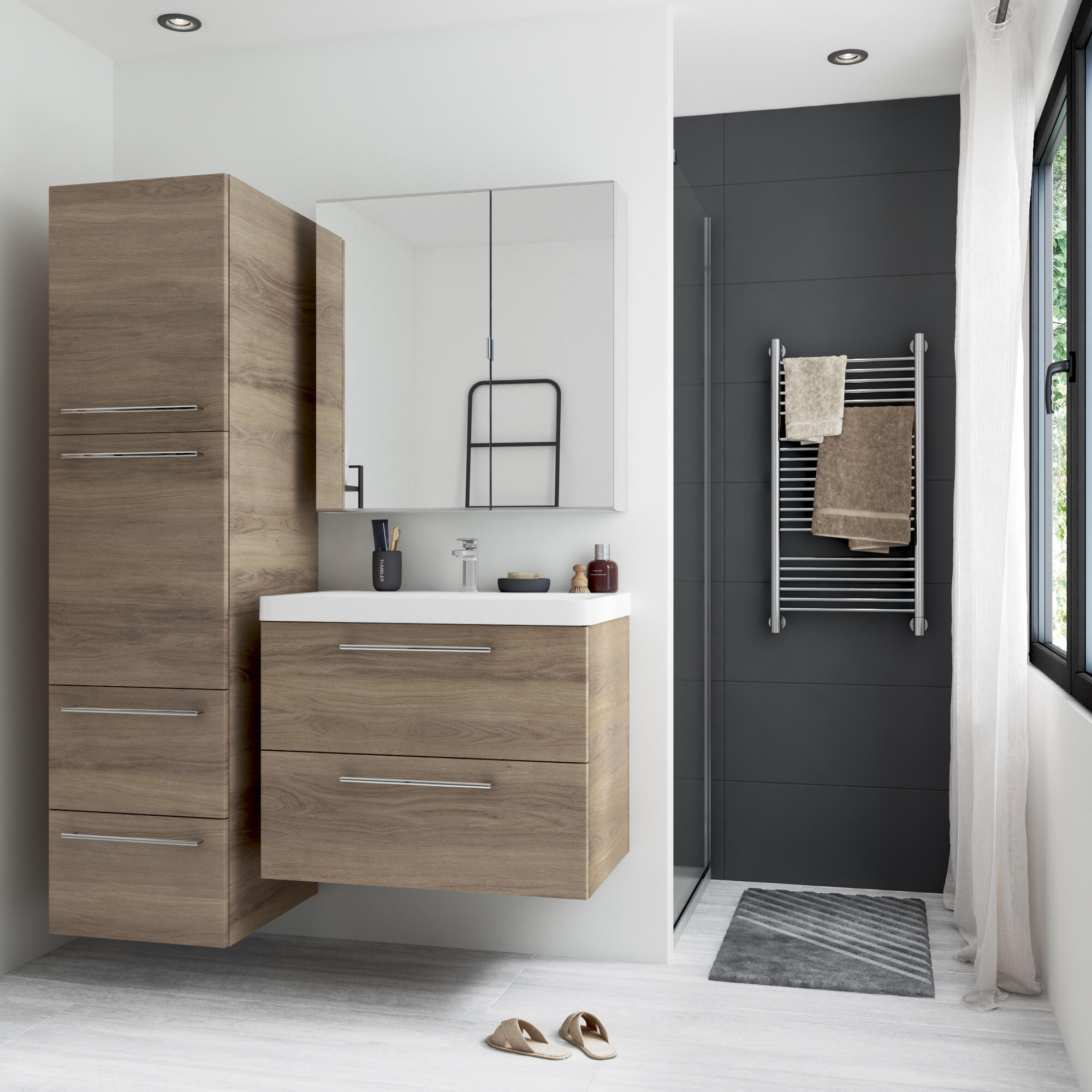 Armoire de toilette Remix, l.75 cm H.77 cm, SENSEA, chromé - 7