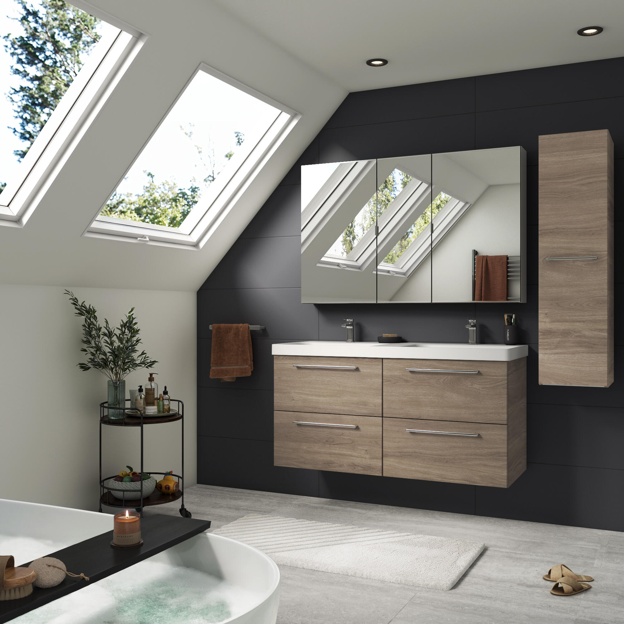 Armoire de toilette Remix, l.120 cm H.77 cm, SENSEA, chromé - 7