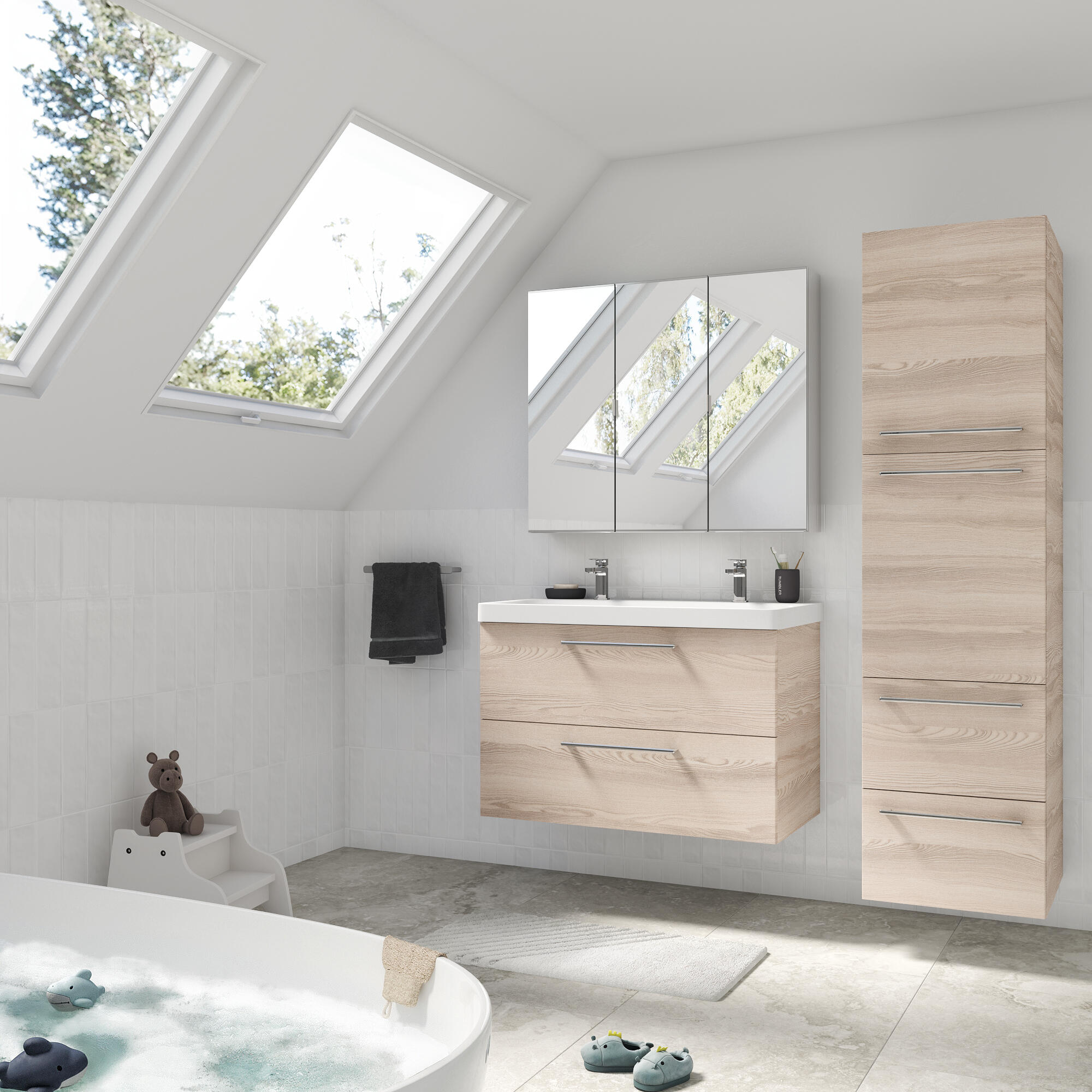 Armoire de toilette Remix, l.90 cm H.77 cm, SENSEA, chromé - 5