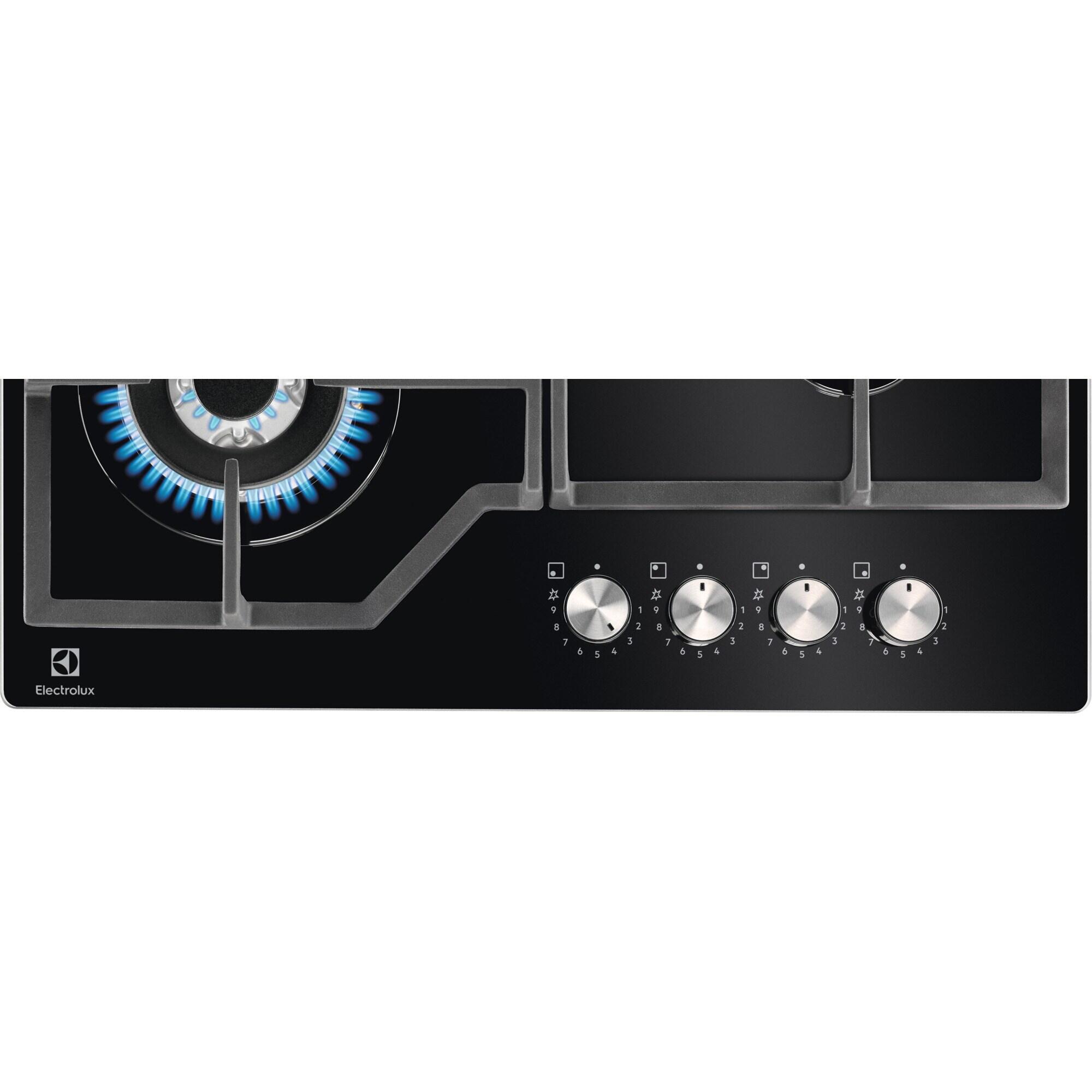 Placa a gás 60 cm 4 zonas vidro preto Electrolux KGG64362K - 4