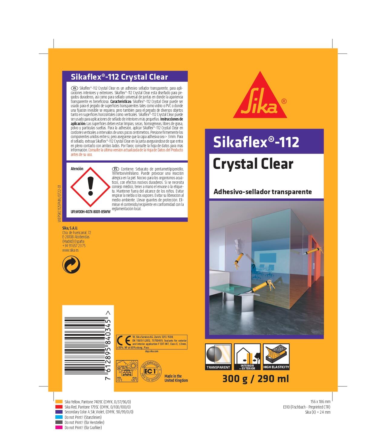 Masilla Sikaflex Crystal clear 300 gr - 2