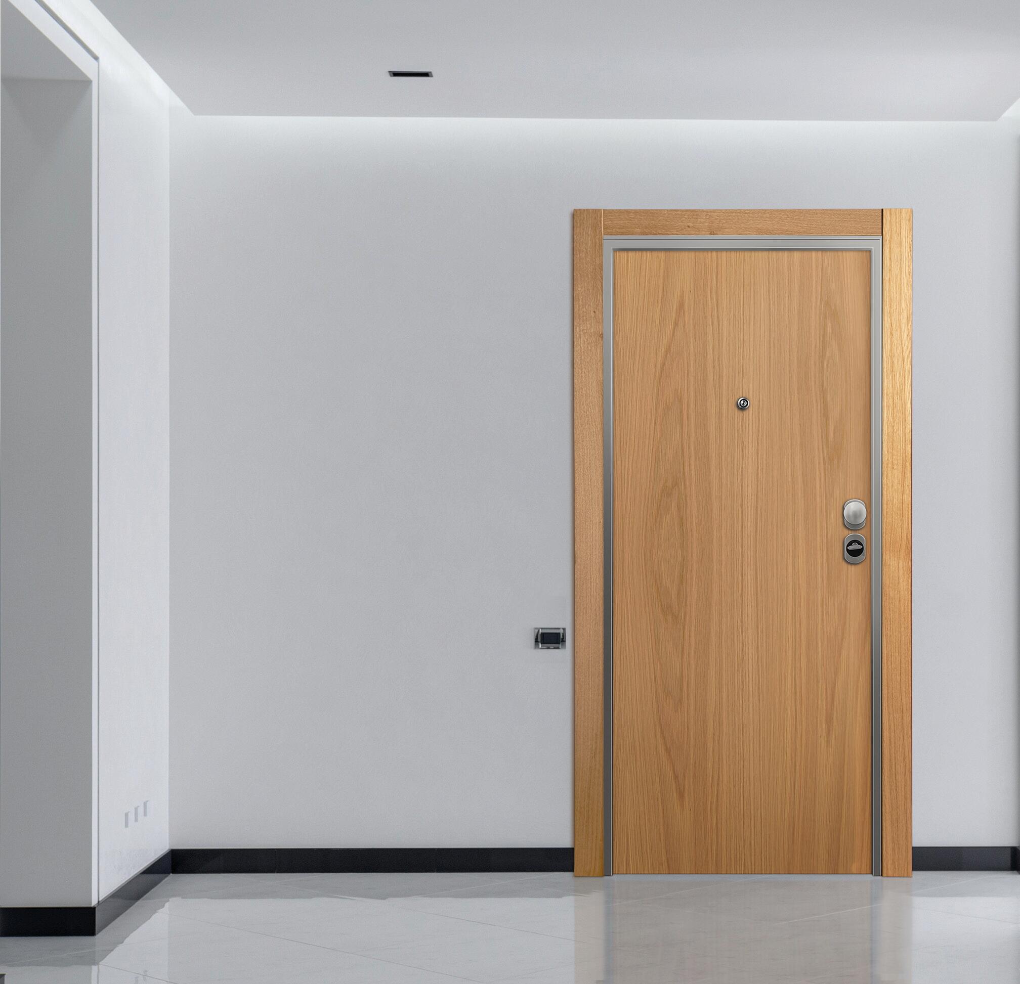 Puerta entrada acorazada omega lisa roble/miramar blanco izquierda 206x92cm