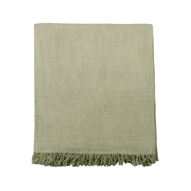 Pled z frędzlami Ninon zielona 130 x cm 170 cm Inspire