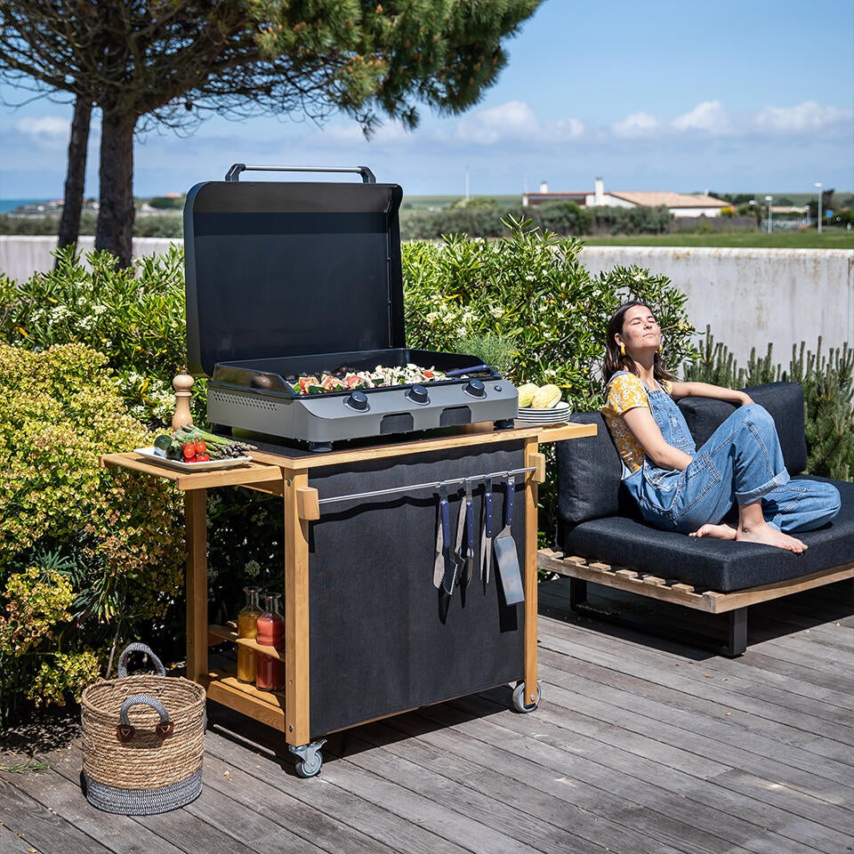 Desserte pour plancha ENO Emile noir, H.85 x L.146 x l.56 cm - 2