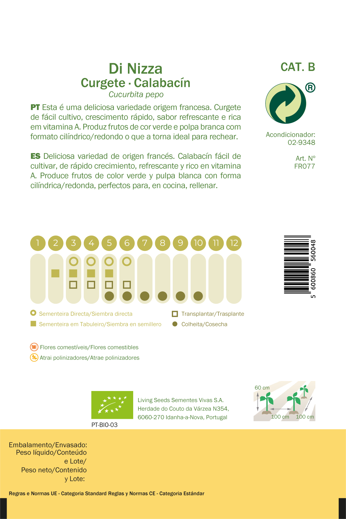Semilla de calabacin di nizza bio