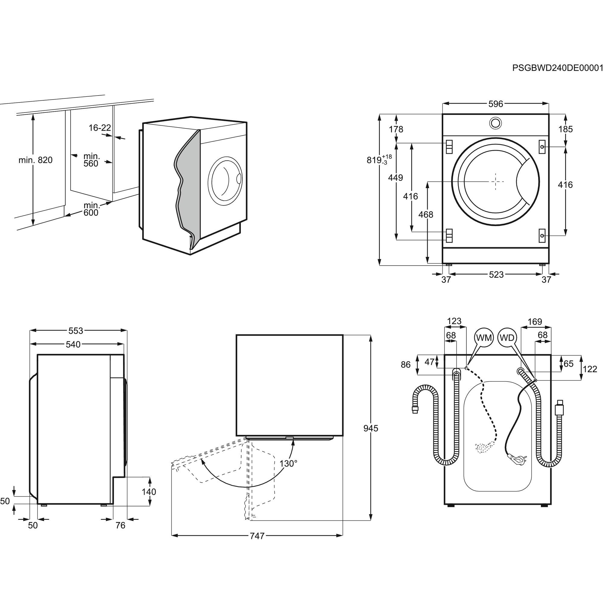 Lave Linge Séchant Tout Intégrable  EW8W3816BI ELECTROLUX - 10