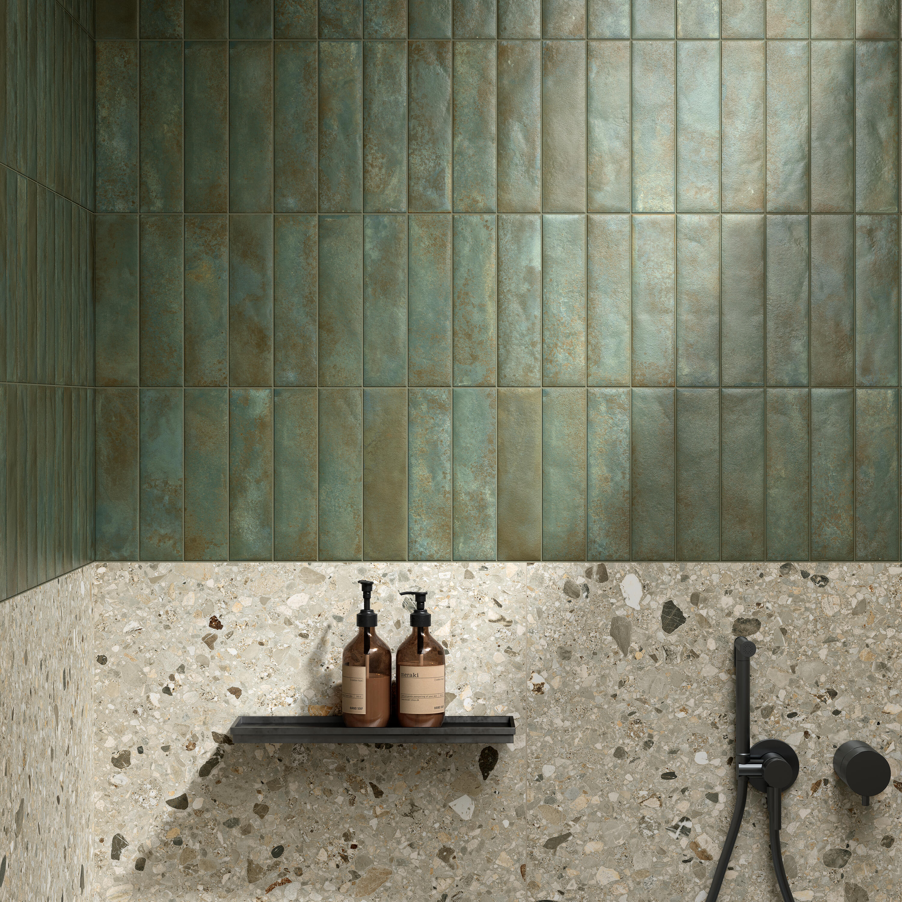 Piastrella da pavimento e rivestimento interno in gres porcellanato 6 x 24 cm non rettificato smaltato verde satinato Clash R9 traffico medio forte (pei 3/5) Sp. 8.5 mm 0.69 mq - 7