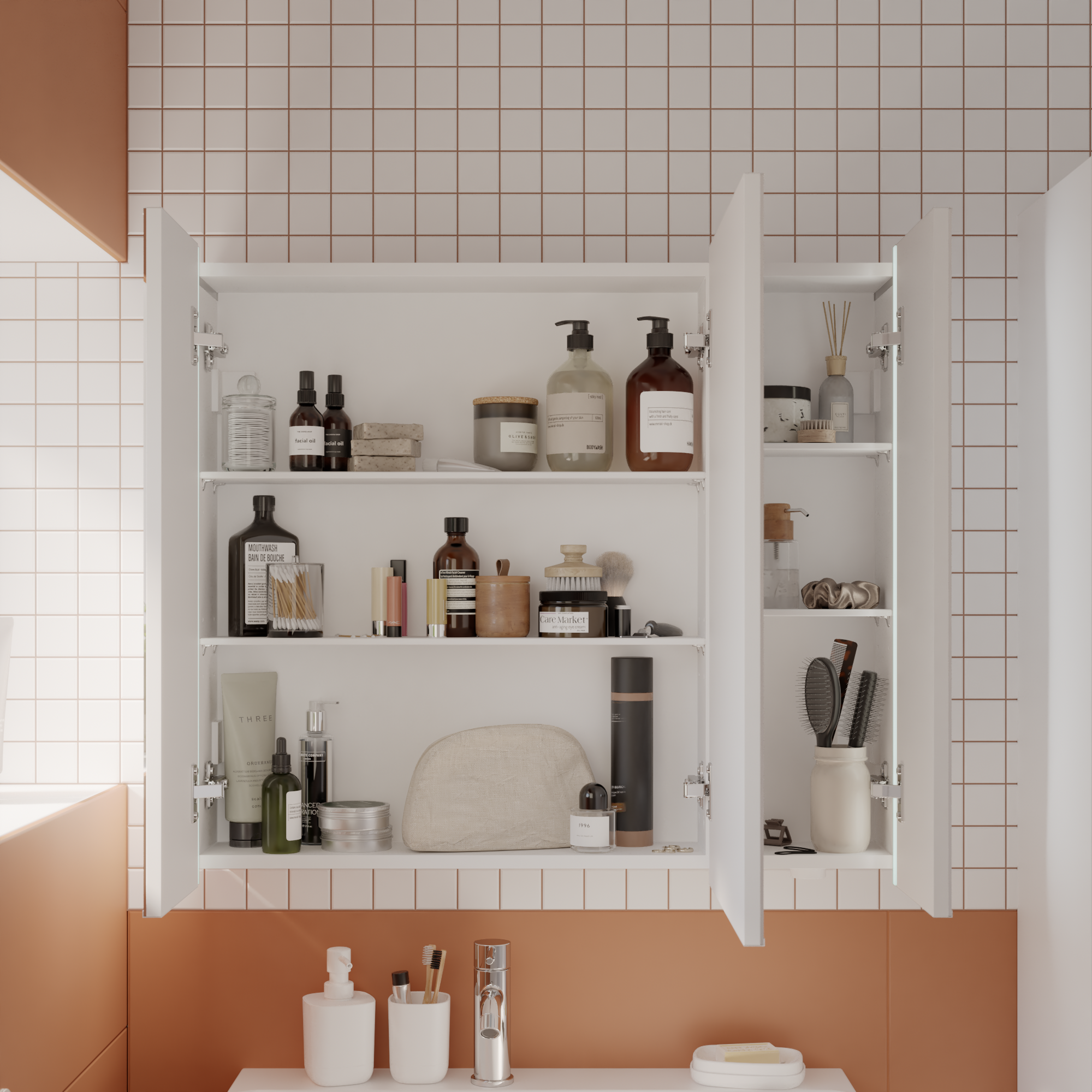 Specchio Contenitore Con Illuminazione Easy SENSEA bianco L 80 x H 70.7 x P 16 cm - 2