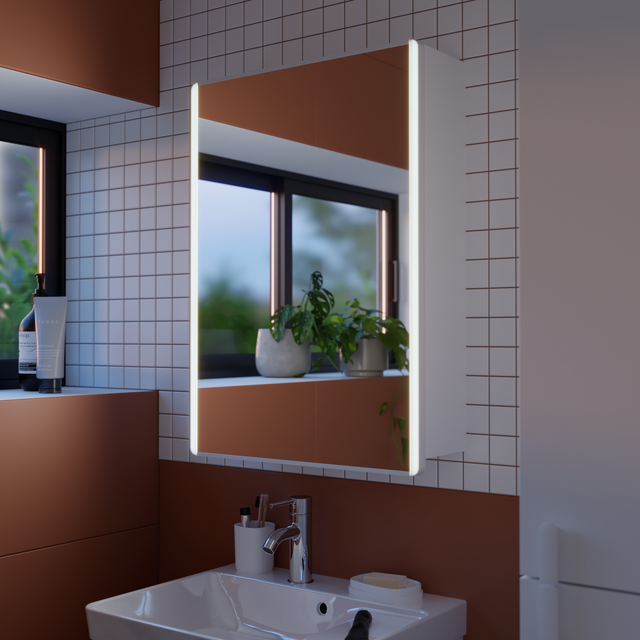 Armoire de toilette lumineuse led 1p H.70.7 x l.50.4 x P.16 cm blanc mat Easy