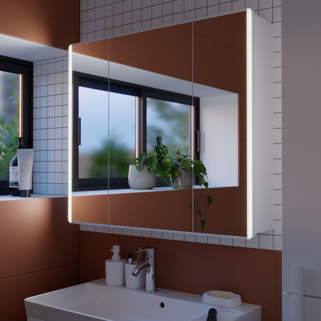 Specchio Contenitore Con Illuminazione Easy SENSEA bianco L 80 x H 70.7 x P 16 cm