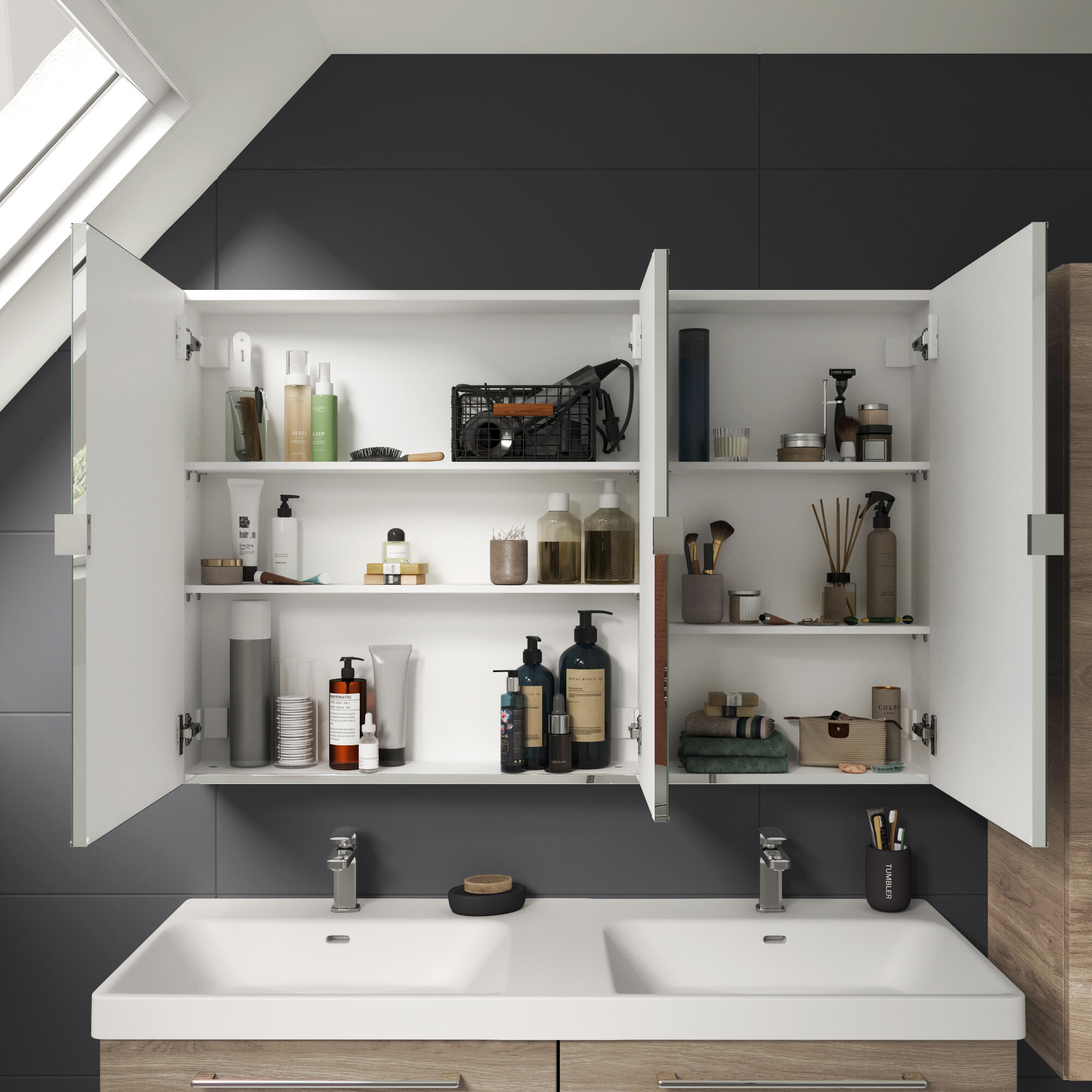 Armoire de toilette Remix, l.120 cm H.77 cm, SENSEA, chromé - 6