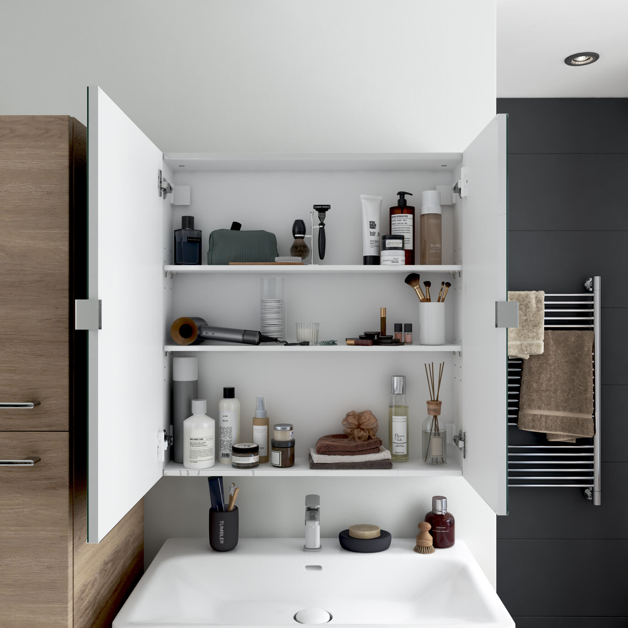 Armoire de toilette Remix, l.75 cm H.77 cm, SENSEA, chromé - 5