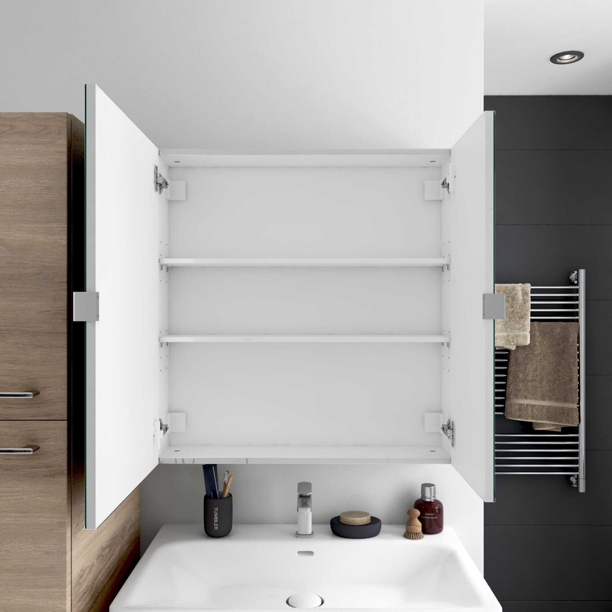 Armoire de toilette Remix, l.75 cm H.77 cm, SENSEA, chromé - 4