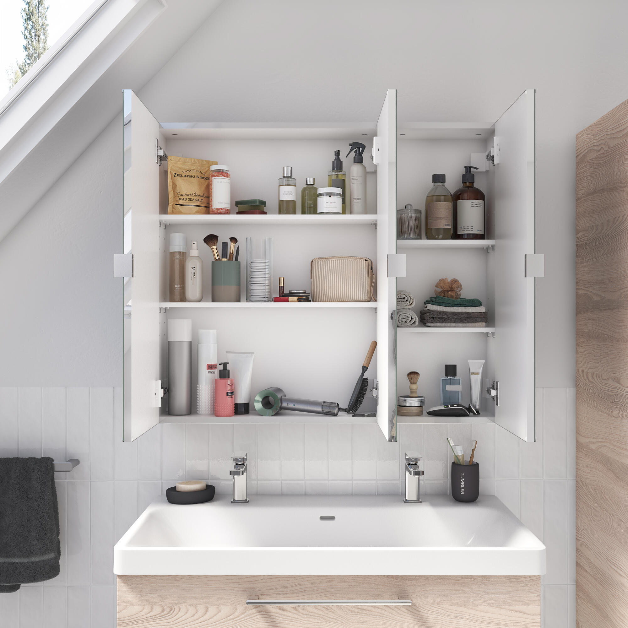 Armoire de toilette Remix, l.90 cm H.77 cm, SENSEA, chromé - 4