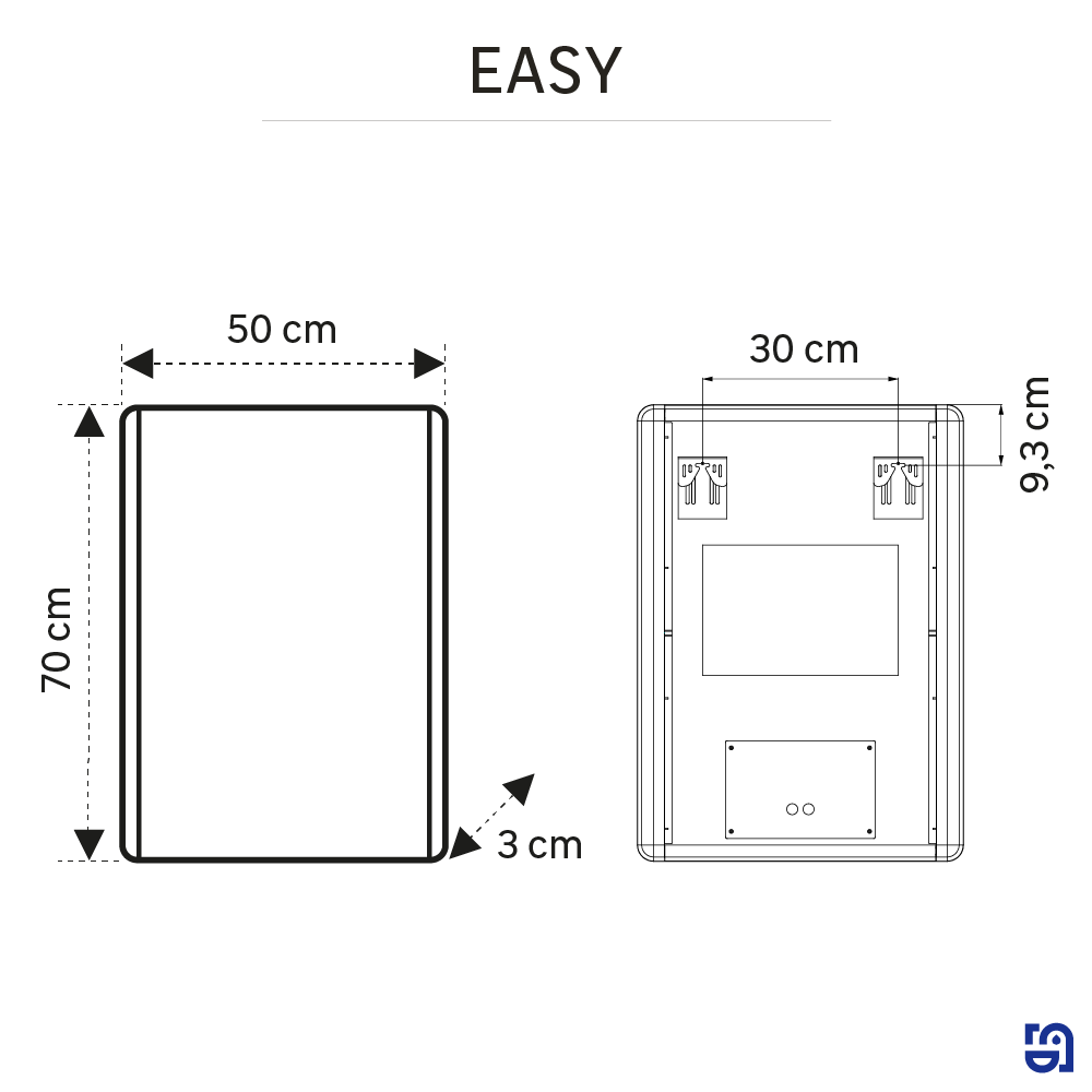 Espelho com iluminação led 50x70 cm Easy Sensea - 8