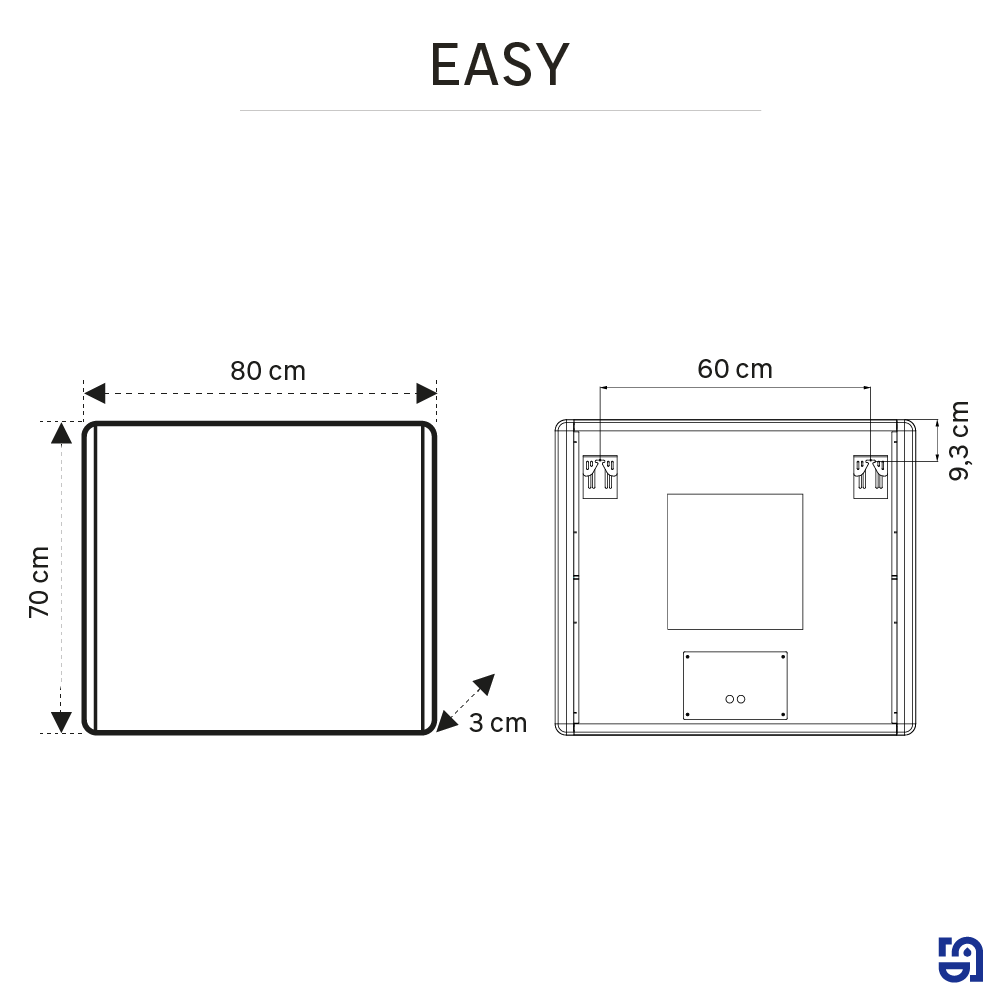 Espelho 80x70 cm iluminação led prateado Sensea Easy - 8