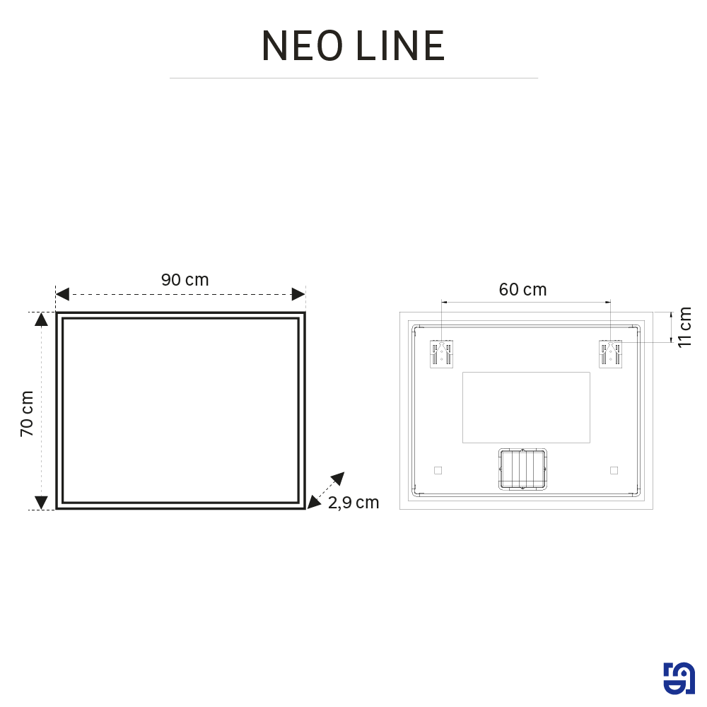 Espejo de baño con luz LED ambiente, Neo line incoloro con antivaho, táctil 90x70cm - 5
