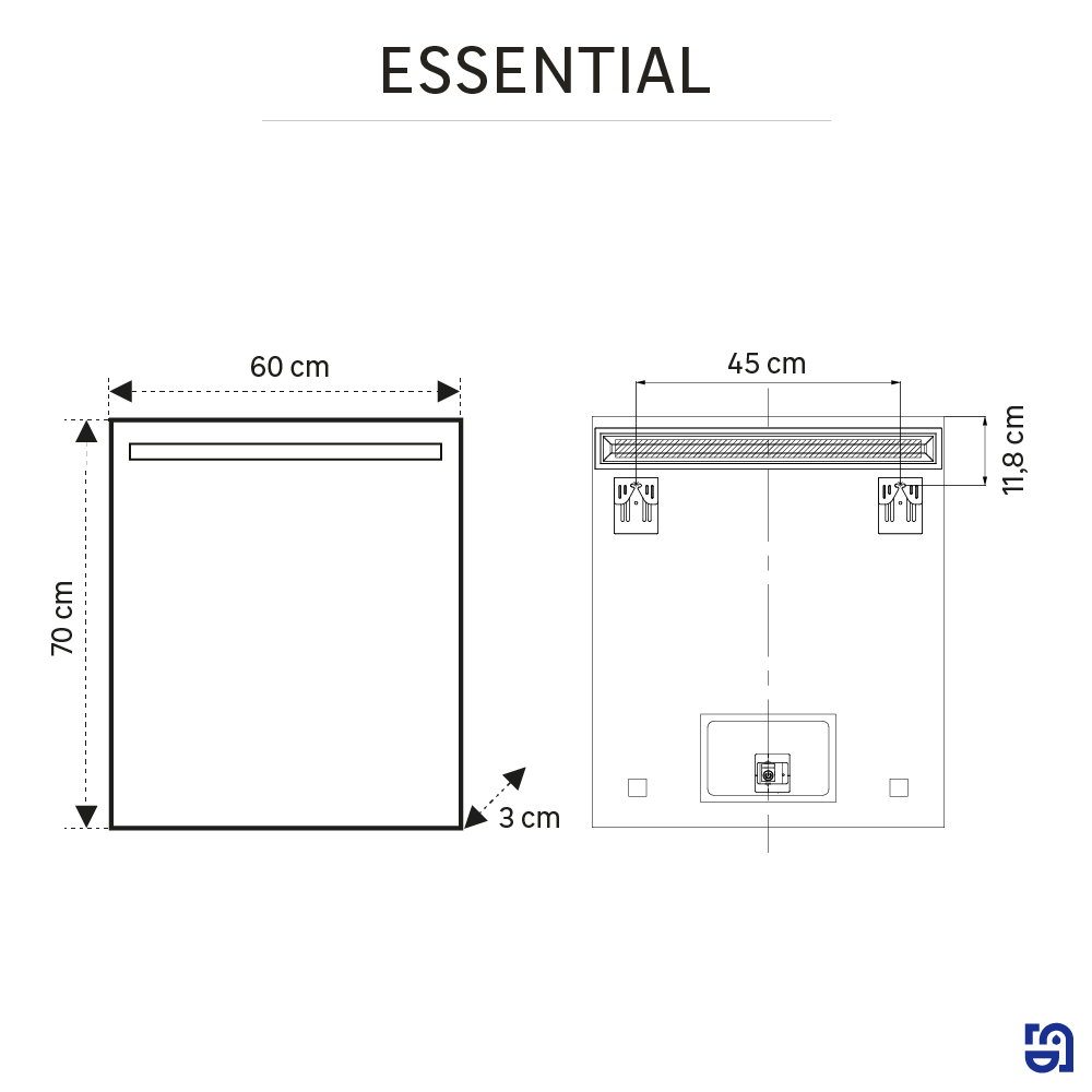 Espelho com iluminação led 60x70 cm Essential Sensea - 8