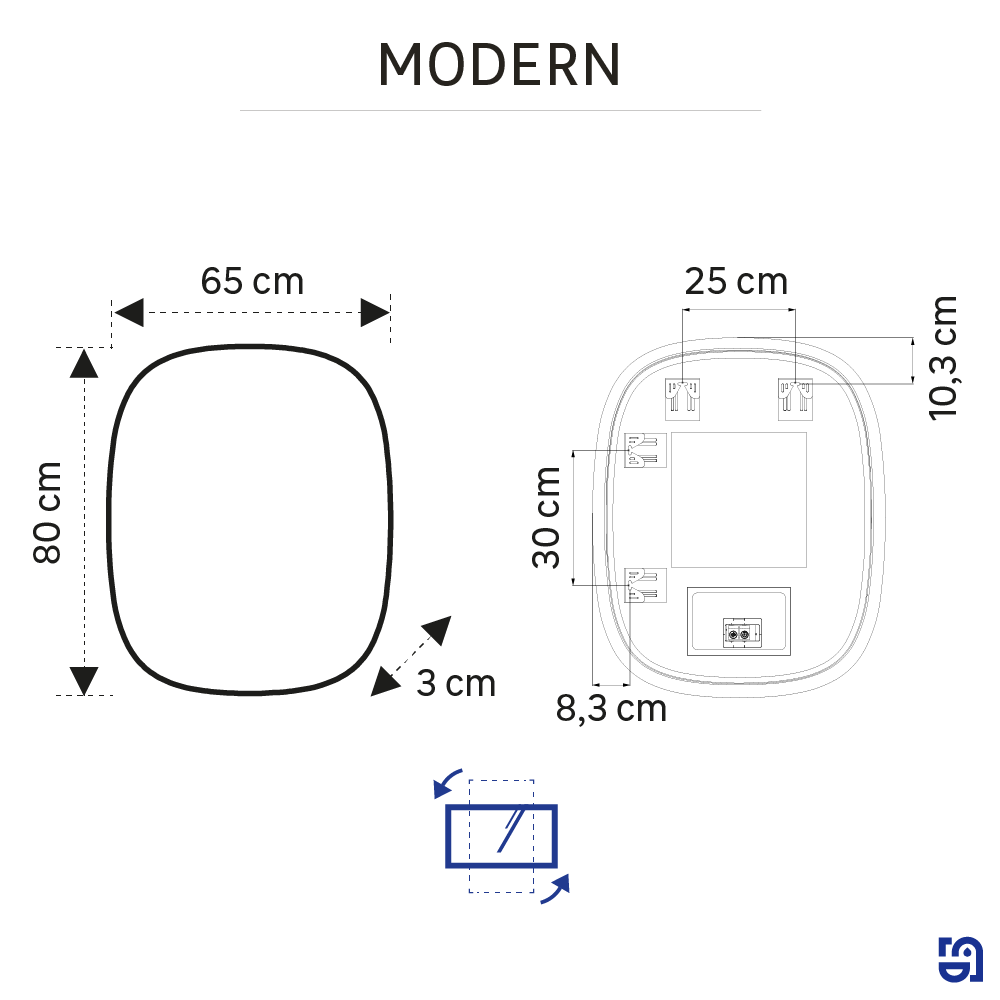 Miroir lumineux ovale l.65 x H.80 cm Modern, anti-buée, variateur intensité - 8