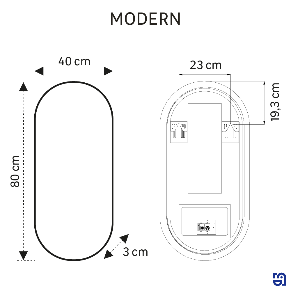 Specchio con illuminazione integrata bagno ovale SENSEA L 40 x H 80 x P 3 cm grigio / argento - 12