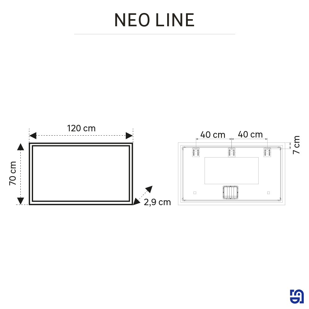 Miroir lumineux rectangulaire l.120 x H.70 cm Neo line - 8