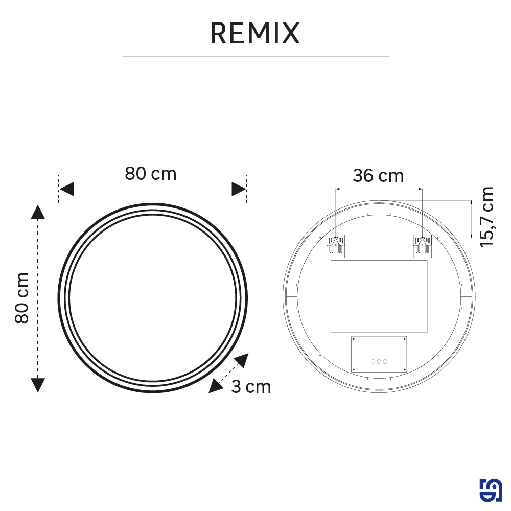 Espelho com iluminação 80x80 cm Sensea Remix - 6