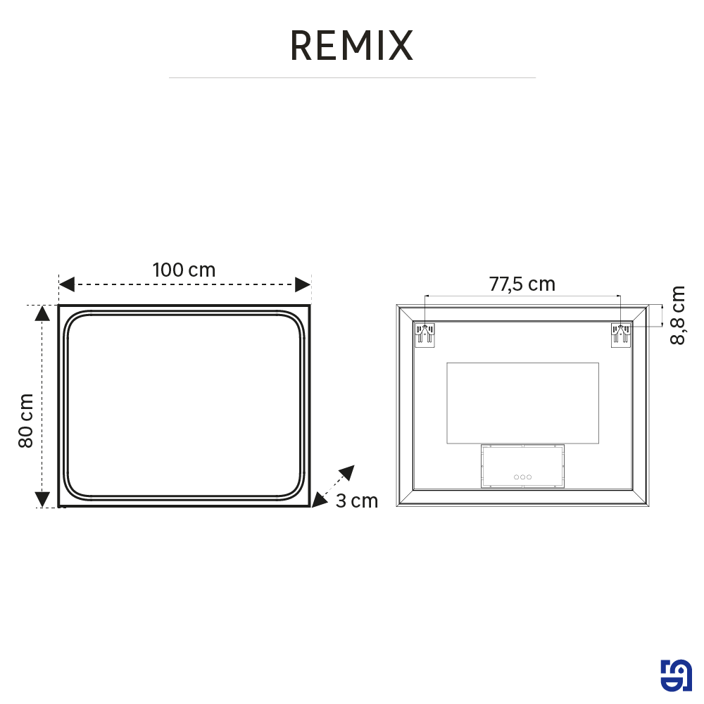 Espejo de baño con luz LED maquillaje,  Remix gris/plata con antivaho, táctil 100x80cm - 4
