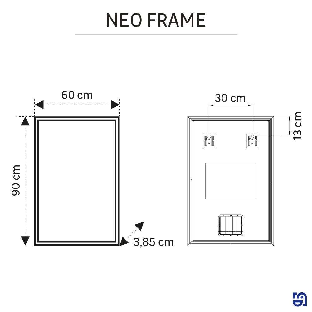 Espejo de baño con luz LED ambiente,  frontal, ,  New Frame gris/plata con antivaho, táctil 60x90cm - 3