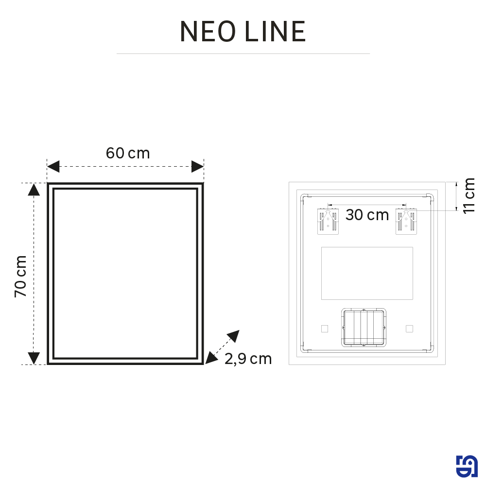 Espejo de baño rectangular con luz LED funcional y ambiente Neo Line 60x70 cm con antivaho y táctil - 5