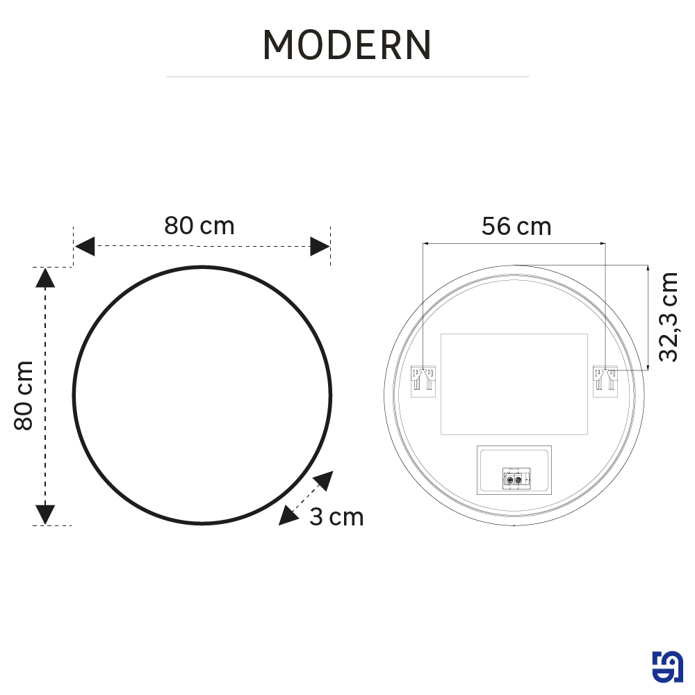 Specchio con illuminazione integrata bagno tondo Modern SENSEA L 80 x H 80 x P 3 cm grigio / argento - 11