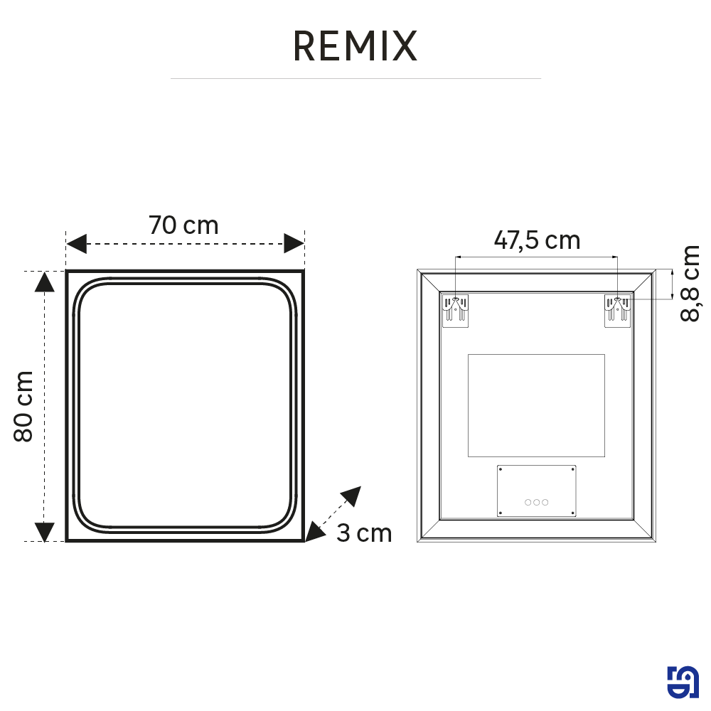 Specchio Remix con illuminazione integrata bagno rettangolare SENSEA L 70 x H 80 x P 3 cm grigio - 10