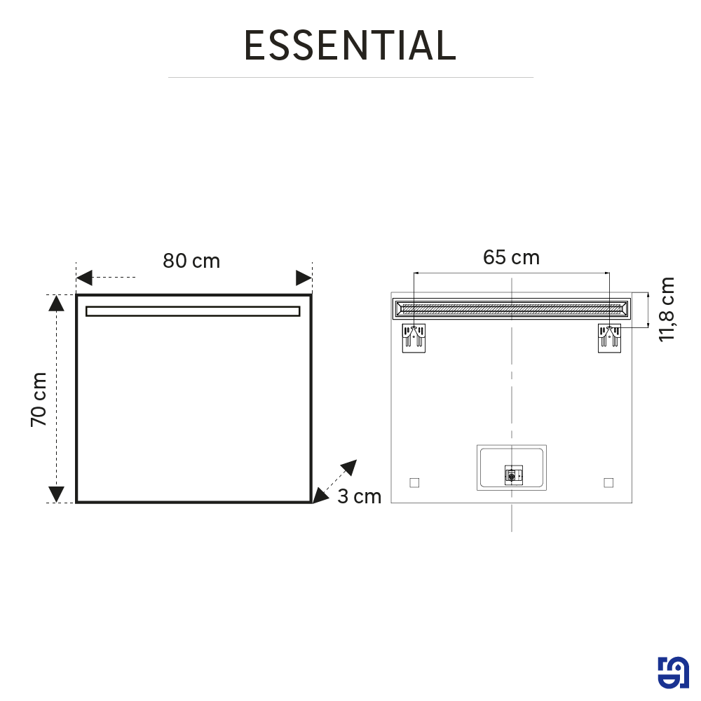 Miroir lumineux rectangulaire l.80 x H.70 cm Essential, sensitif - 8
