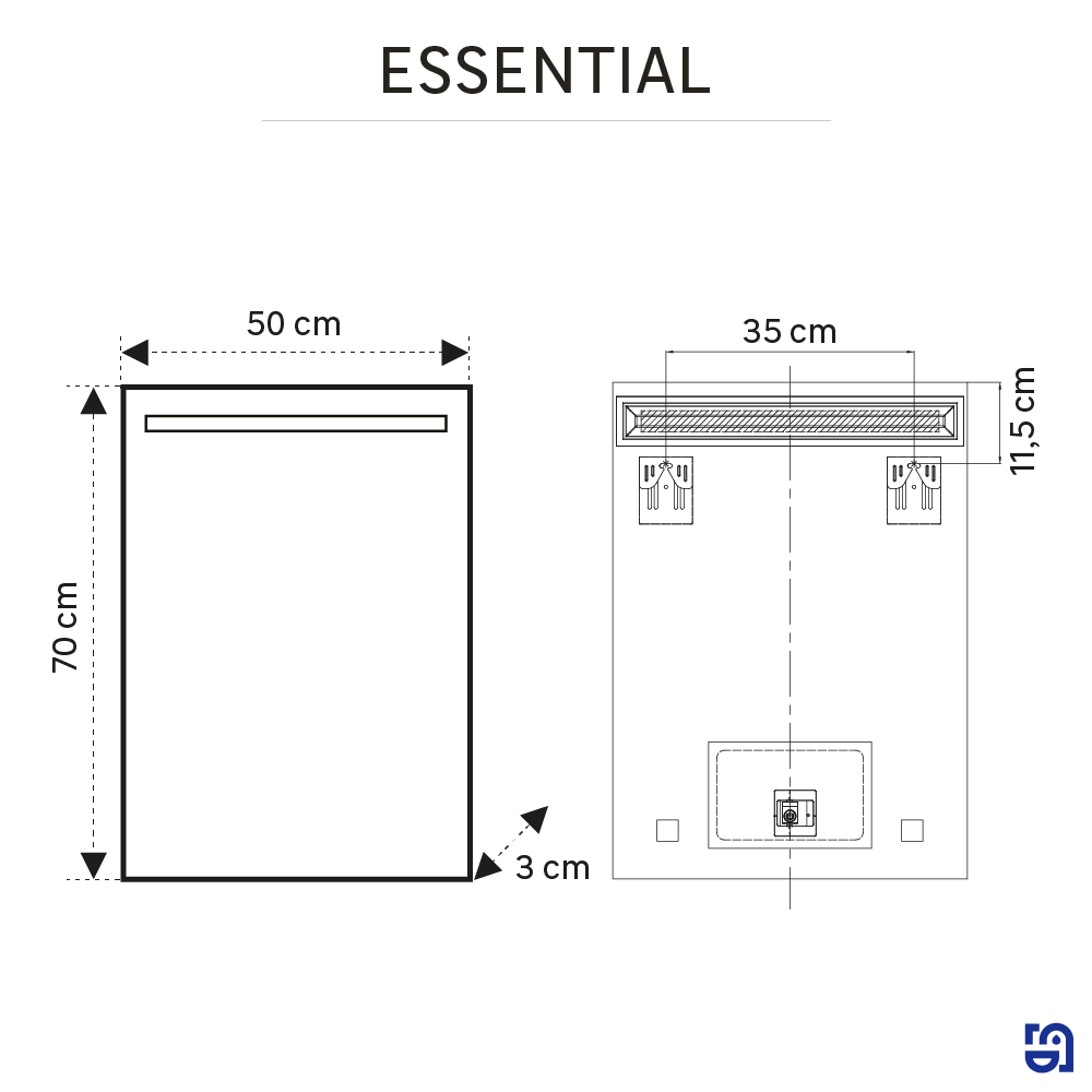 Specchio con illuminazione integrata bagno rettangolare Essential SENSEA L 50 x H 70 x P 3 cm grigio / argento - 13