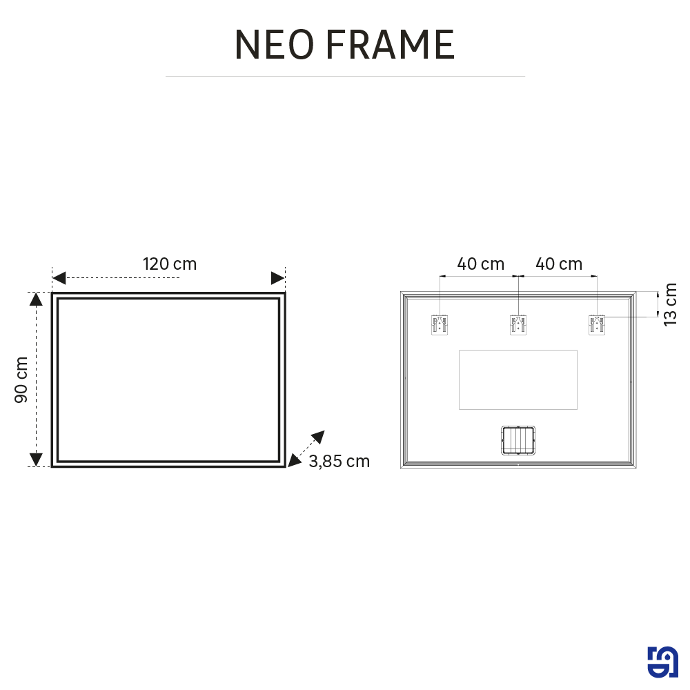 Espejo de baño con luz LED ambiente,  frontal, ,  New Frame gris/plata con antivaho, táctil 120x90cm - 4