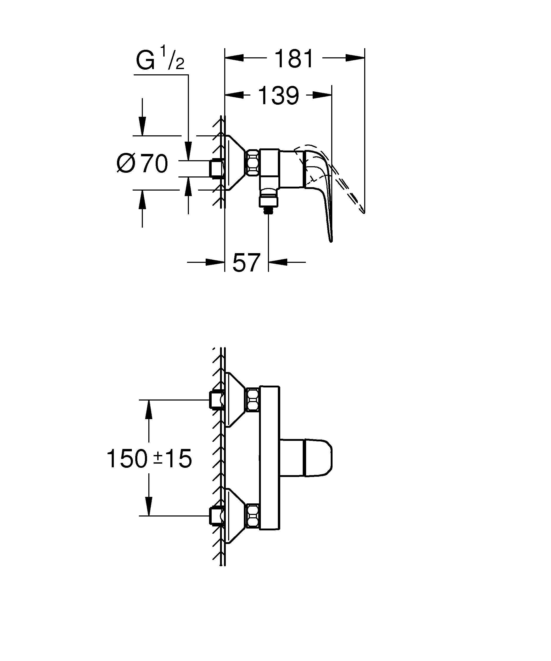 Rubinetto per doccia getto laminare cristallino monocomando Swift cromo lucido GROHE - 9