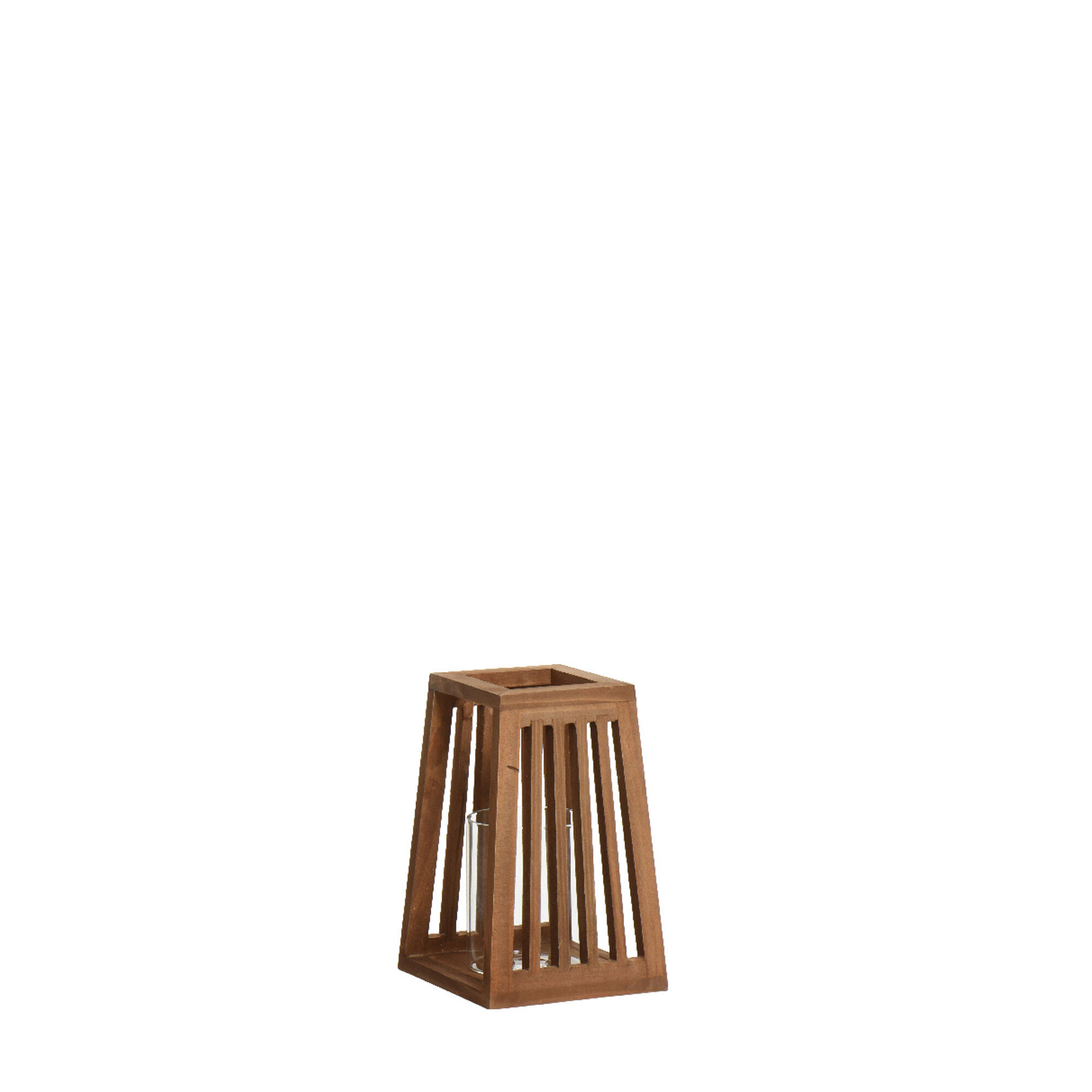 Farolillo trapecio de madera de abeto mate 20cm marrón